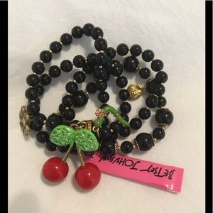 Betsey Johnson Black Bead Bracelets With Cherries